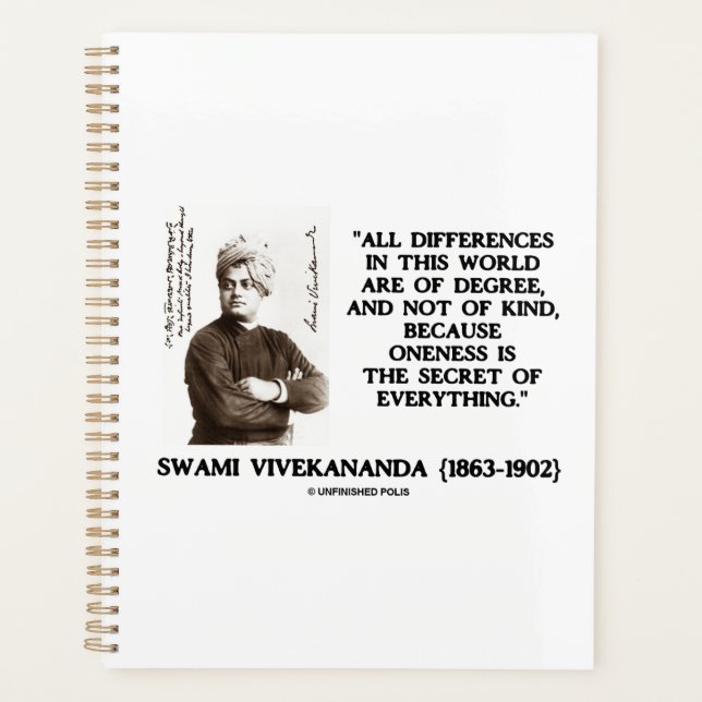 Agenda Swami Vivekananda La Unicidad Secreta De Todo (Anverso)