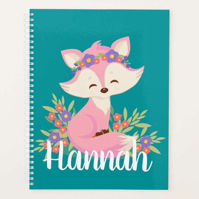Agenda Sweet Pink Fox personalizada (Anverso)