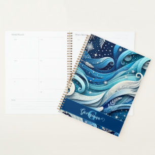 Agenda Swirls de invierno ondulado y azul y escarpado per