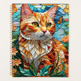 Agenda Tabby art stained glass cat colorful modern style
