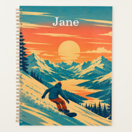 Agenda Tabla de nieve personalizada Montaña Atardecer Nom