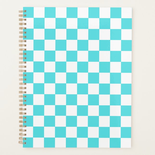 Agenda Tablero de ajedrez azul turquesa clásico visual (Anverso)
