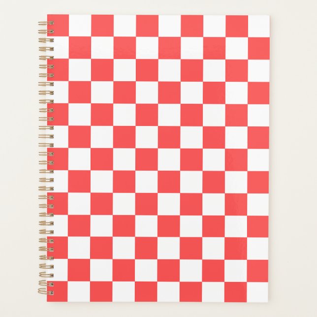 Agenda Tablero de ajedrez clásico rojo coral (Anverso)