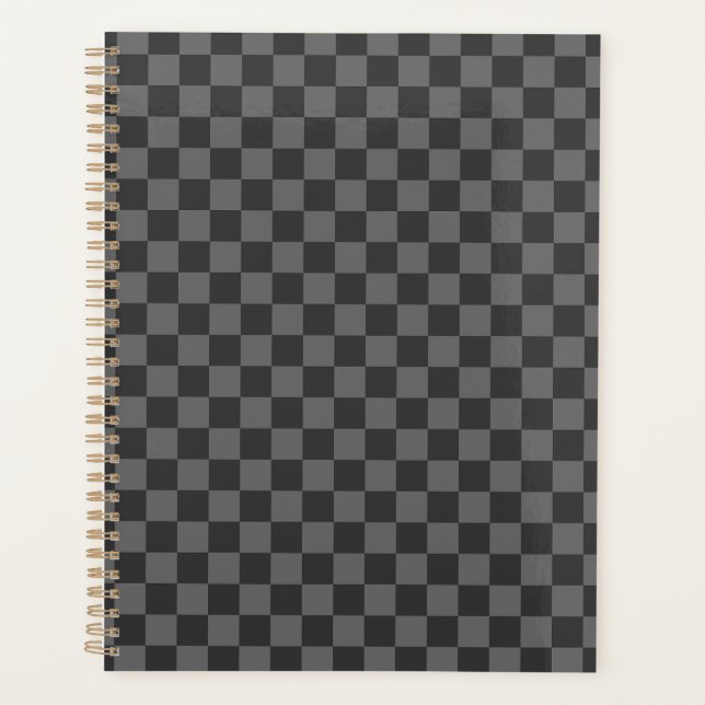 Agenda Tablero de ajedrez gris a cuadros (Anverso)