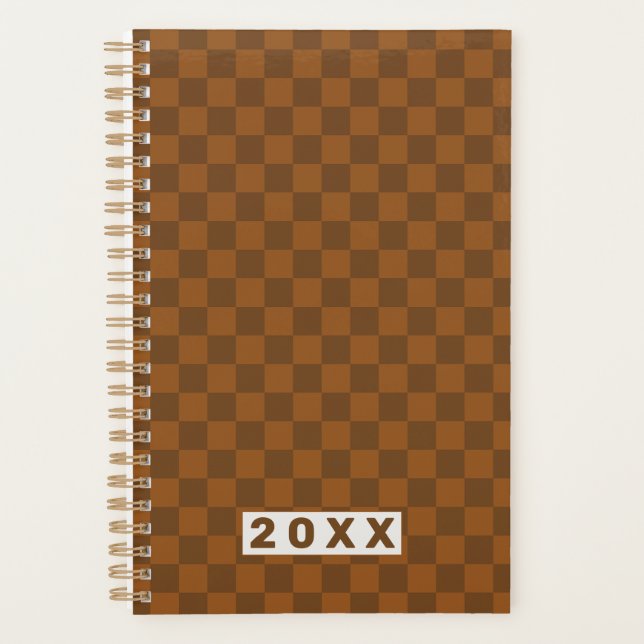 Agenda Tablero de ajedrez marrón retro (Anverso)