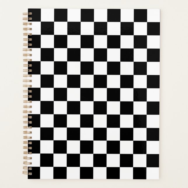 Agenda Tablero de ajedrez negro clásico (Anverso)