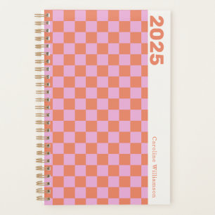 Agenda Tablero de ajedrez retro Naranja rosa personalizad
