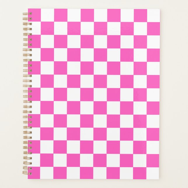 Agenda Tablero de ajedrez rosa visual clásico (Anverso)