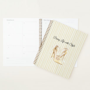 Agenda Tacones altos amarillos con rayas elegantes