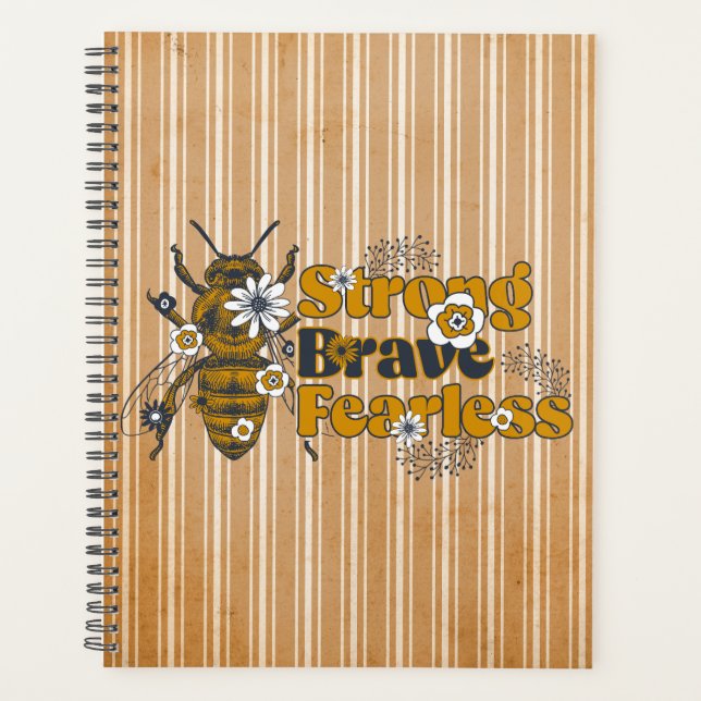 Agenda Tan y White Striped BEE fuerte cita Inspiradora (Anverso)
