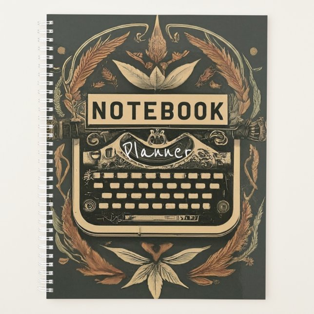 Agenda Tapa de máquina de escribir de época (Anverso)