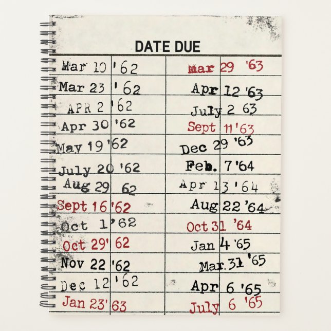 Agenda Tarjeta de biblioteca retro (Anverso)