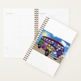 Agenda Tarjeta postal del autobús de la paz del mono de c