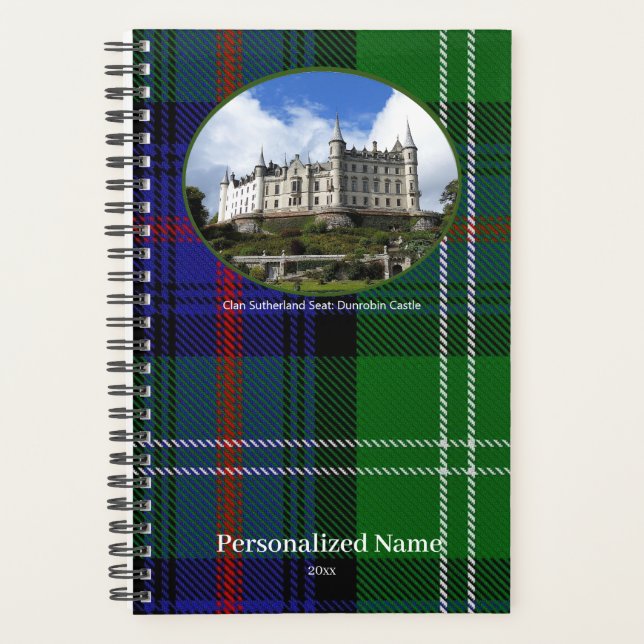 Agenda Tartan personalizado del clan escocés Sutherland (Anverso)