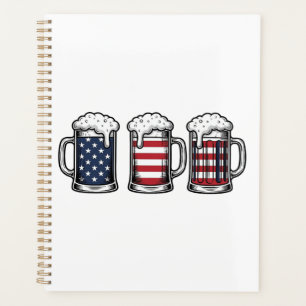 Agenda Tazas de cerveza patrióticas Diseño de camiseta ve