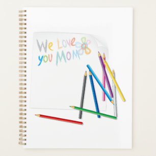 Agenda Te Amamos Mamá Arte Dibujado a Mano con Crayones