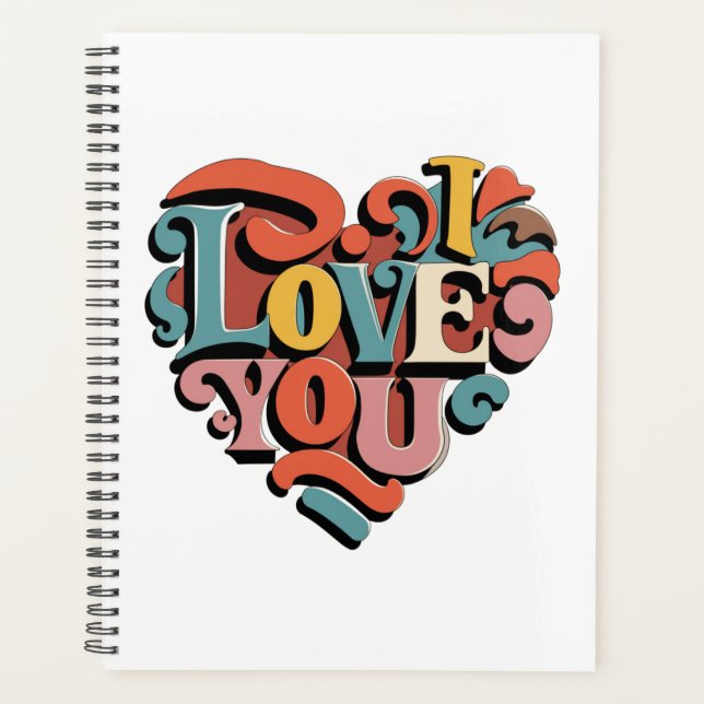 Agenda Te Amo Corazón Retro Psicodelia (Anverso)