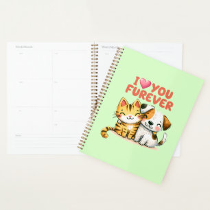 Agenda Te Amo Por Siempre Gatito y Perrito Kawaii Lindos