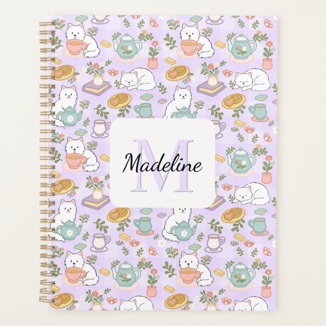 Agenda Tea & Bookish Cats Spiral Planner (Anverso)