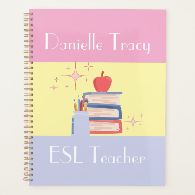 Agenda Teacher Name & Specialty/Grade Colorful Custom (Anverso)
