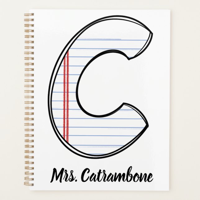 Agenda Teacher Planner with Notebook Paper Initial (Anverso)