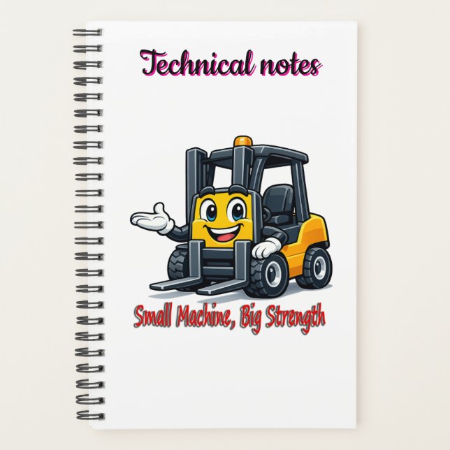 Agenda Technical Notes Forklift Cartoon Mascot Notebook (Anverso)