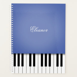 Agenda Teclado azul de música de piano personalizado