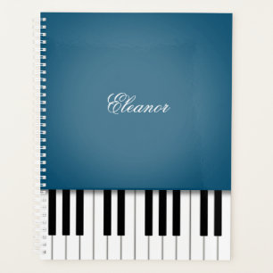Agenda Teclado de música de piano azul Peacock personaliz