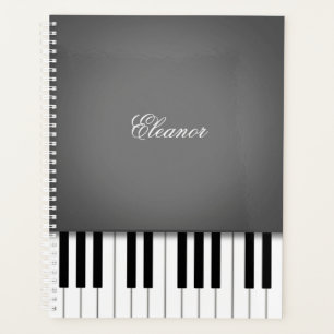 Agenda Teclado de música de piano gris de humo personaliz