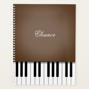 Agenda Teclado de música de piano marrón oscuro personali