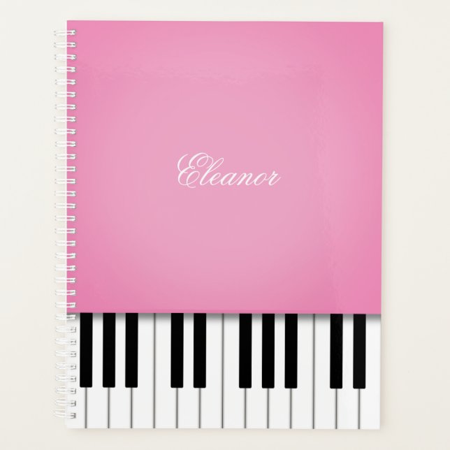 Agenda Teclado de música de piano rosa bonito personaliza (Anverso)