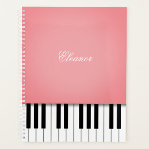 Agenda Teclado de música de piano rosa Rosa personalizado