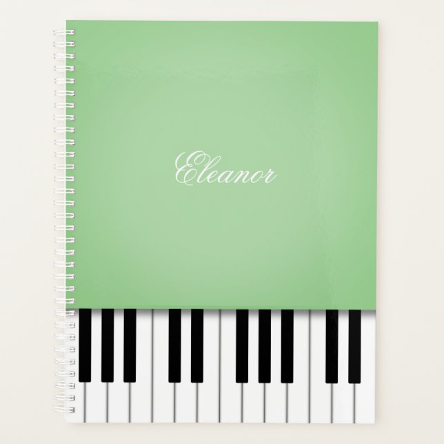 Agenda Teclado de música de piano verde pálido personaliz (Anverso)