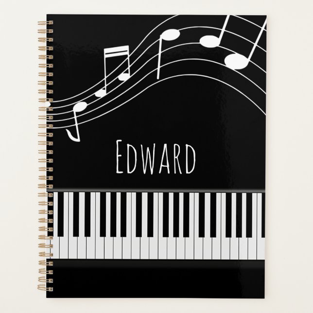 Agenda Teclado piano y notas musicales (Anverso)