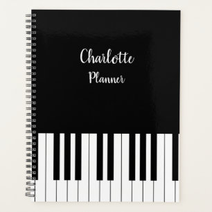 Agenda Teclas de piano en blanco y negro con nombre perso