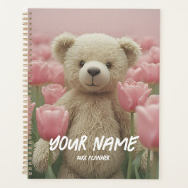 Agenda Teddy Bear and Pink Tulip Planner Gentle Planning