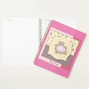 Agenda Teddy Bear Baby Shower con círculos retro