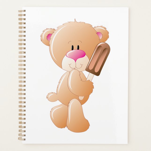 Agenda Teddy Bear Holding Chocolate Ice Cream Popsicle (Anverso)