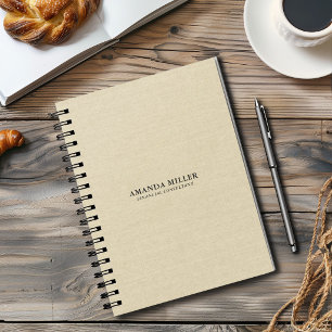 Agenda Tela de lino beige natural con tipografía gris 3