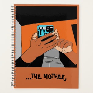 Agenda Teléfono móvil de la madre manos cian Naranja negr
