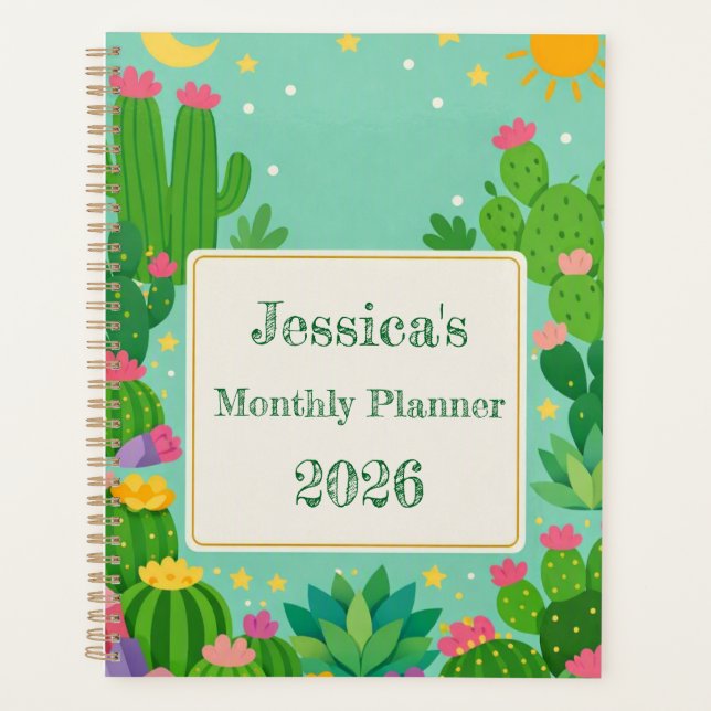Agenda Tema del desierto boho minimal mensual (Anverso)