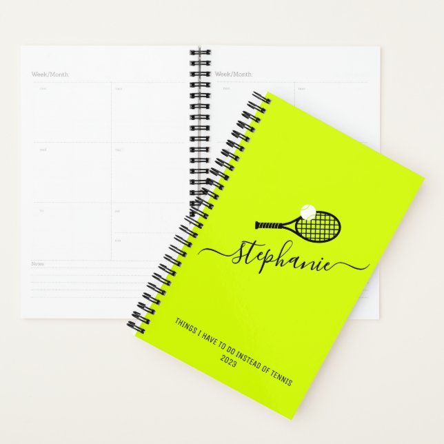 Agenda Tennis Racket Monograma Brillante Personalizado Si (Demostración)
