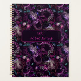 Agenda Tentáculo gótico oscuro rosado con flor personaliz