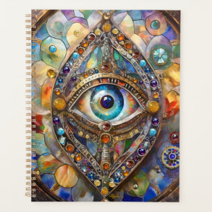 Agenda Tercer Ojo en Vidrio Pintado y Bronce