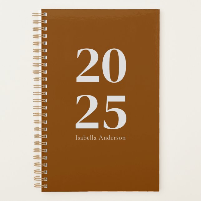 Agenda Terracota Mínima Personalizada Mensual/Semanal (Anverso)
