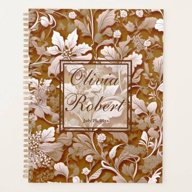 Agenda Terracota quemada Naranja Boho botánico moderno (Anverso)