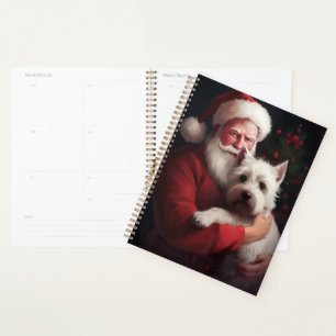 Agenda Terrier Blanco de West Highland Papá Noel Navidad