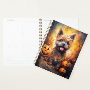 Agenda Terrier de Cairn de Halloween con calabazas aterra