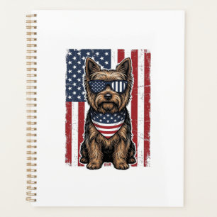 Agenda Terrier Patriótico Diseño Vectorial Bandera Vintag