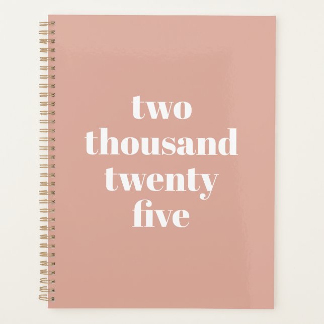 Agenda Texto del año personalizado rosa polvoriento de la (Anverso)